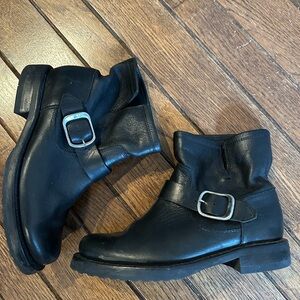 Frye Black Ankle Boots with Silver Buckle